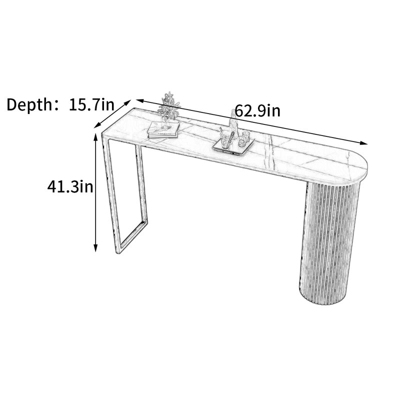 Table de bar moderne et simple, Noir, H 41,3 po x L 62,9 po x l 15,7 po, Noir
