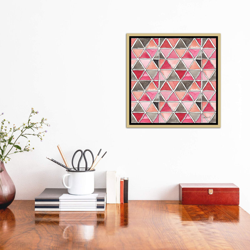 « chic accents pattern », art, H 26 po x l 26 po x P 1,5 po, Toile encadrée d'or