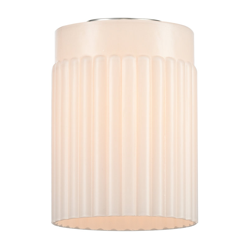 Kamena Glass Semi Flush Mount, Matte White, No Bulb Included, Brushed Brass