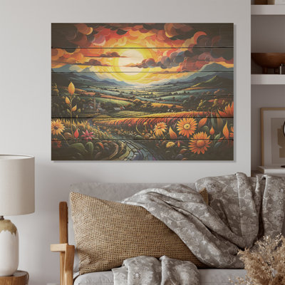 Whimsical Magical Fields - Farm Wood Wall Art On Natural Pine Wood