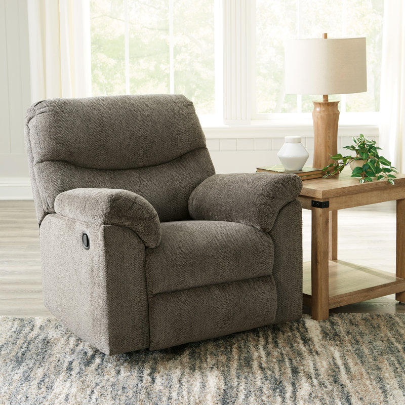 Alphons Upholstered Recliner, Gray 100% Polyester