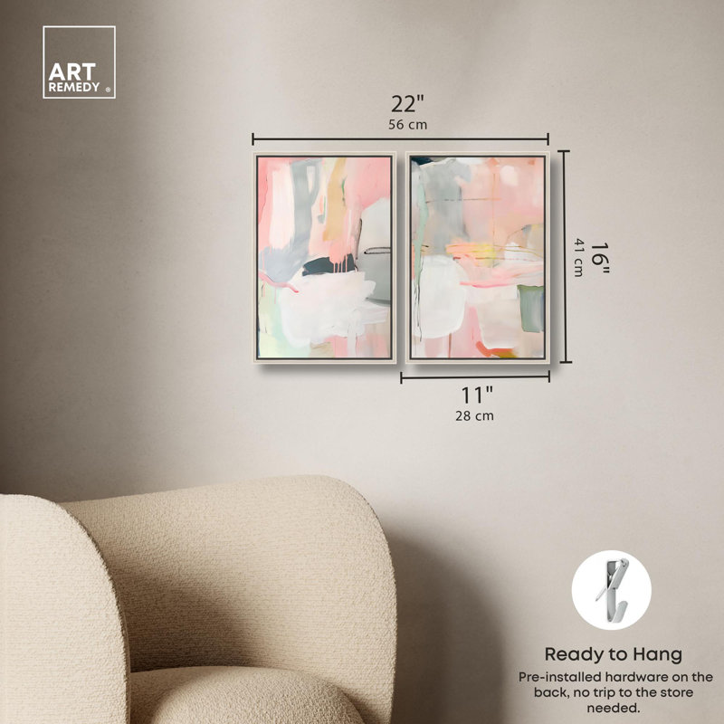 «Oasis Minimalist Room Art», ensemble de 2 impressions sur toile par , H 16 po x l 11 po, Argent argent