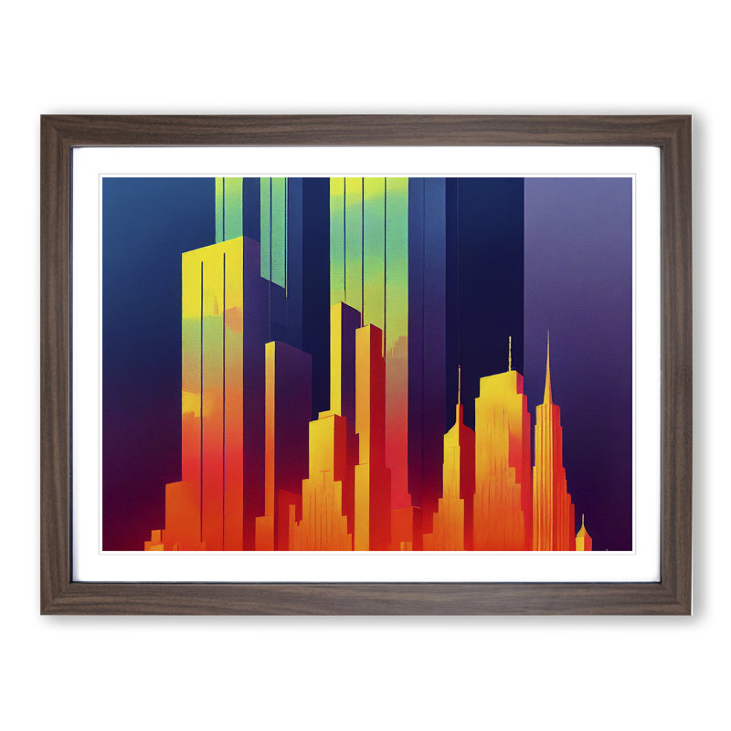 Spellbinding Skyscraper Skyline Abstract - Framed Print, Walnut Framed, 25cm H x 34cm W x 2cm D