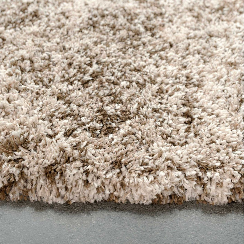 Geyer Beige Brown Shaggy Rug Soft Fluffy Deep Pile Mottled Warm Bedroom Mat, Rectangle 200cm x 290cm
