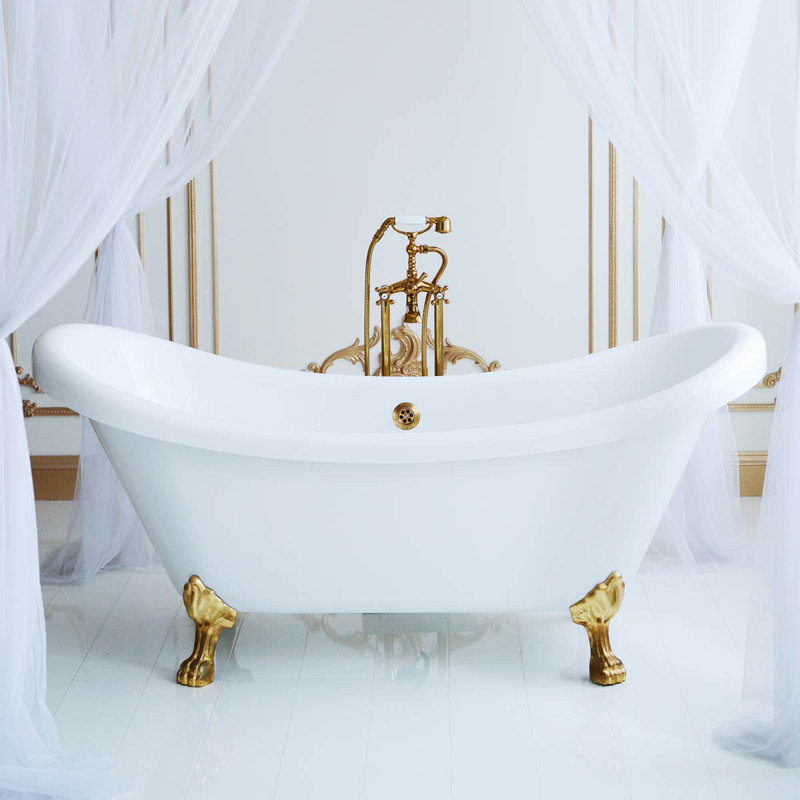 Florence 68.75'' x 28.50'' Soaking Acrylic Bathtub, Gold