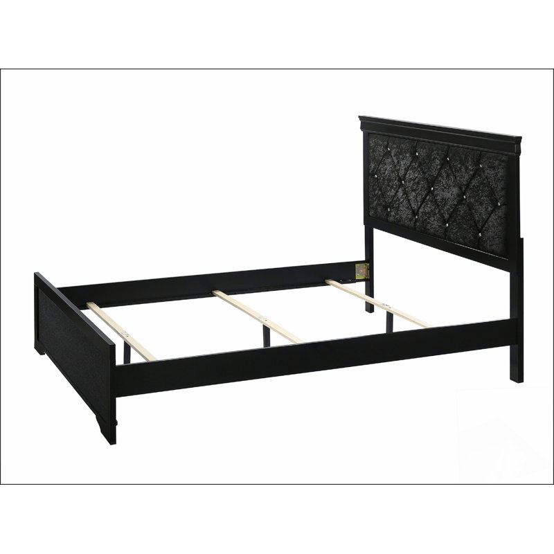 Très grande tête de lit tapissier en bois, Noir, noir, noir, noir, Roi