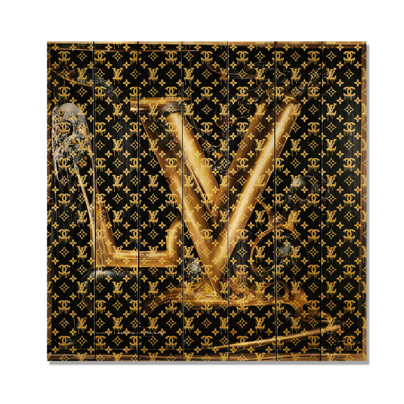 Luxury Brand Design I - Fashion Wood Decor On Natural Pine Wood, 15" H x 15" W
