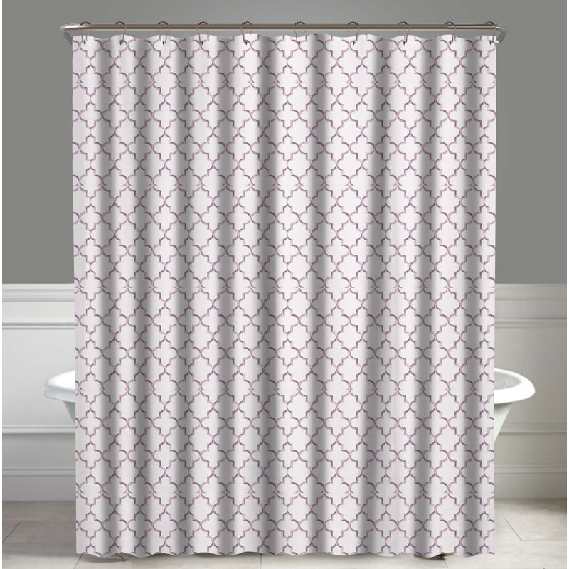 Allyson Organic Cotton Geometric Shower Curtain, Pink