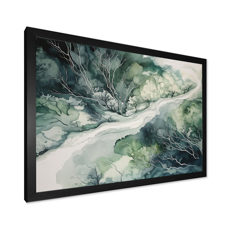 Vert et bleu marbré Dreamscape IV sur toile, Cadre photo noir, H 12 po x l 20 po x P 1 po