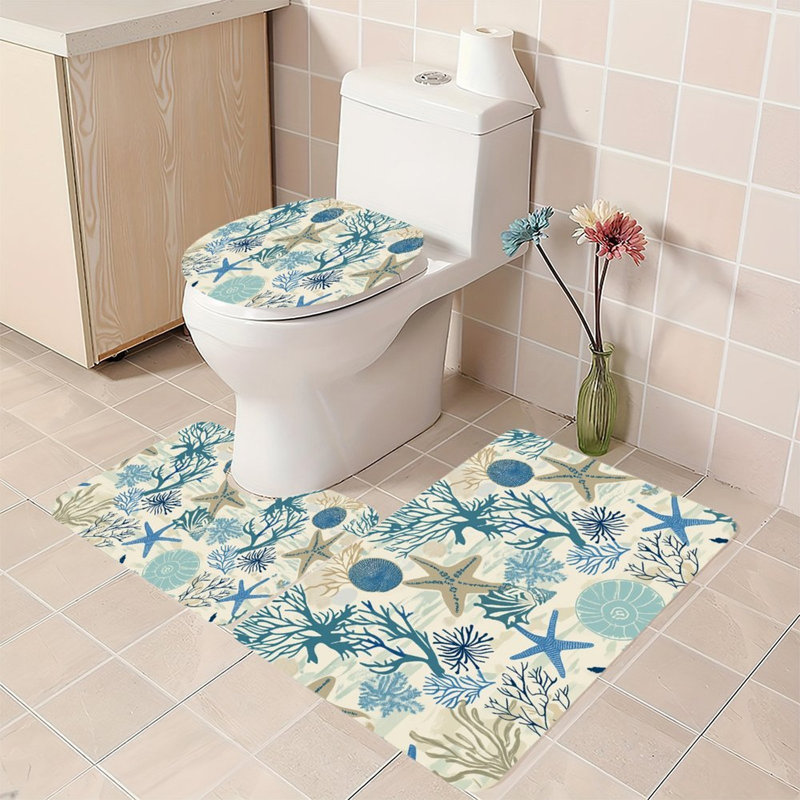 Ensemble de 3 tapis de salle de bain Coral & Starfish