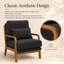 Fauteuil d'appoint texturé rembourré avec structure en bois massif et coussin lombaire-132417709