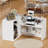 L-shaped Reception Desk With 3 Drawers & Glass Display Cabinet, Retail Counter Front Desk Reception Counter With Cabinet