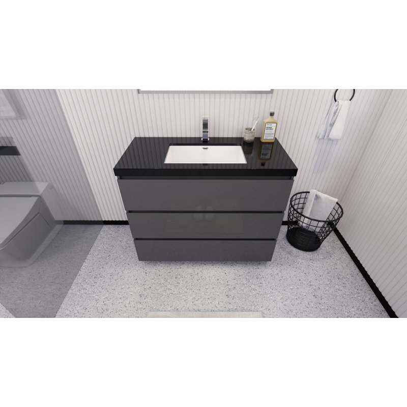 Base de meuble-lavabo Reyes, Gris ultrabrillant