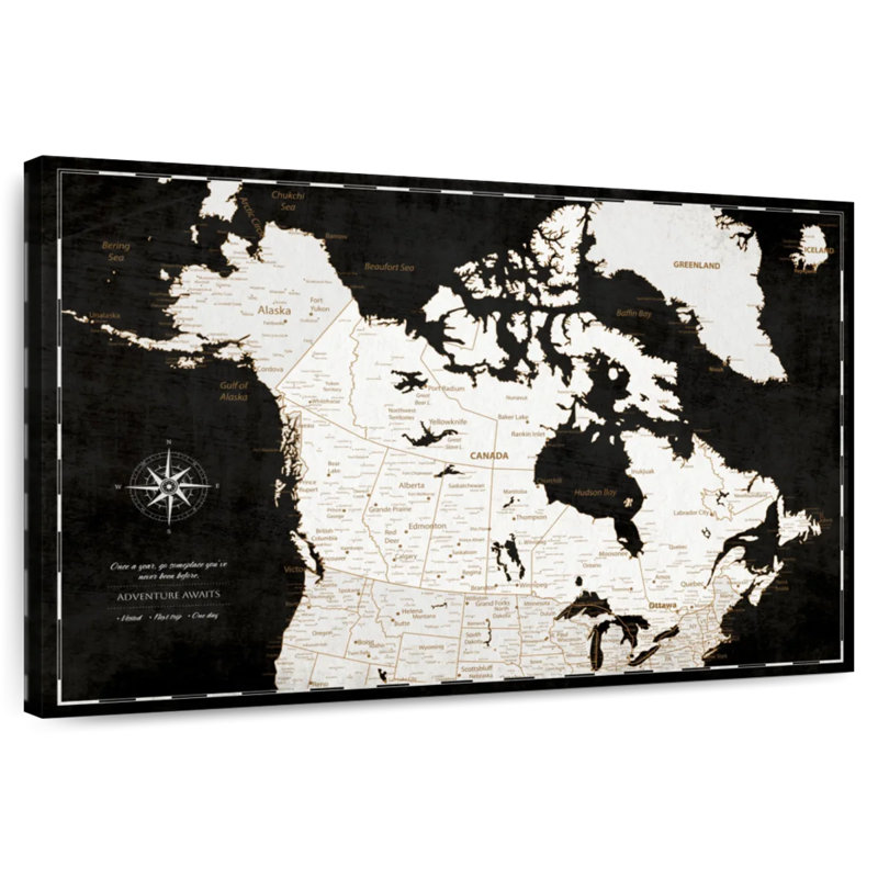 Poussoir Canada Amrico sur fond noir, H 20 po x l 30 po