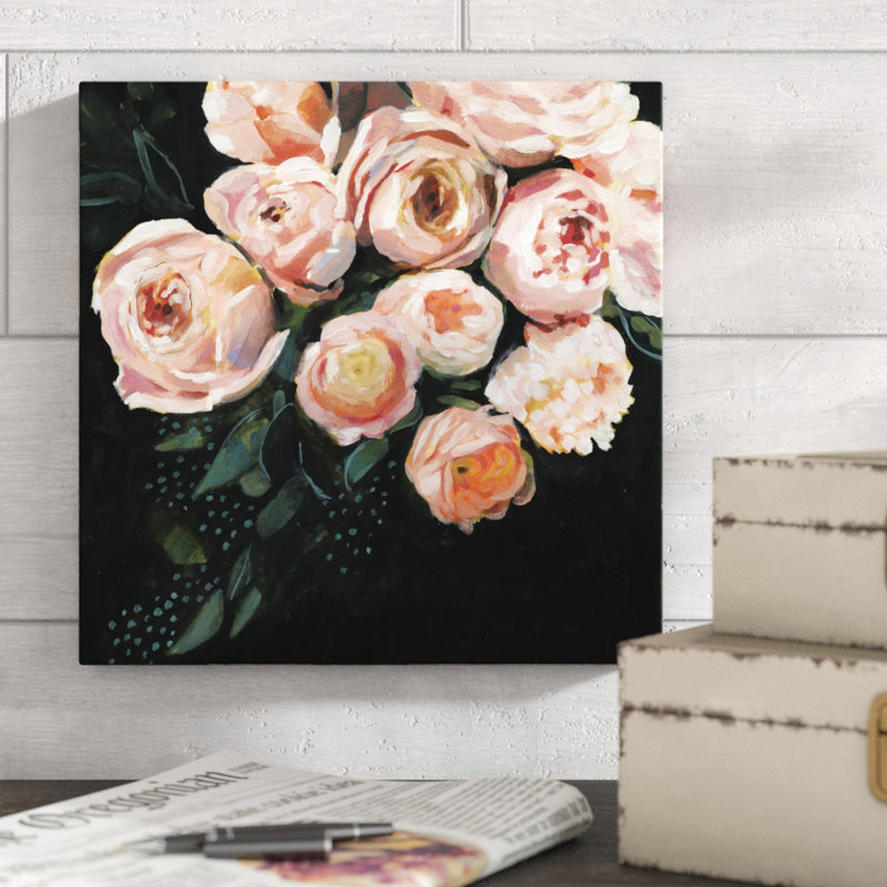 Peachy Blooms II by Victoria Borges - Wrapped Canvas Painting, 30cm H x 30cm W