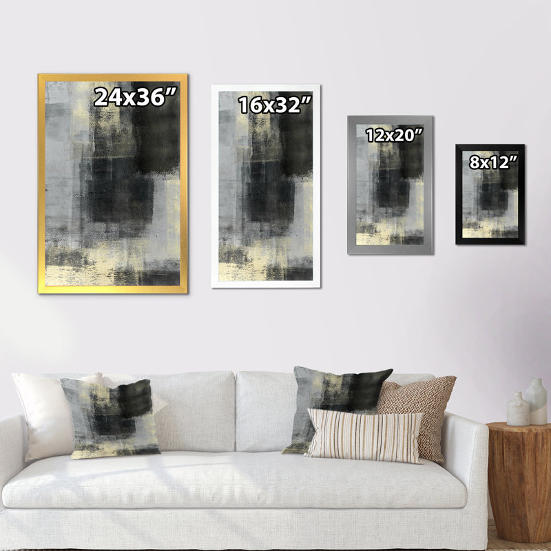 Art moderne gris et bleu II 2FDP47708, Cadre noir, H 20 po x l 12 po x P 1 po