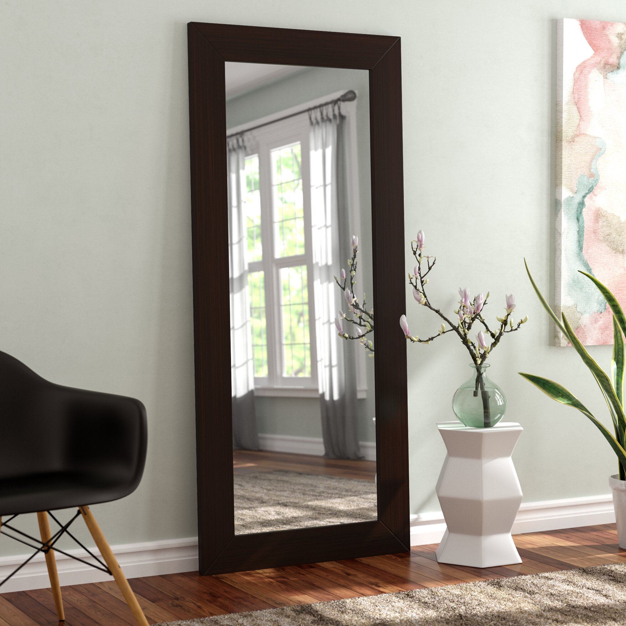 Amirion Wood Rectangle Floor Mirror