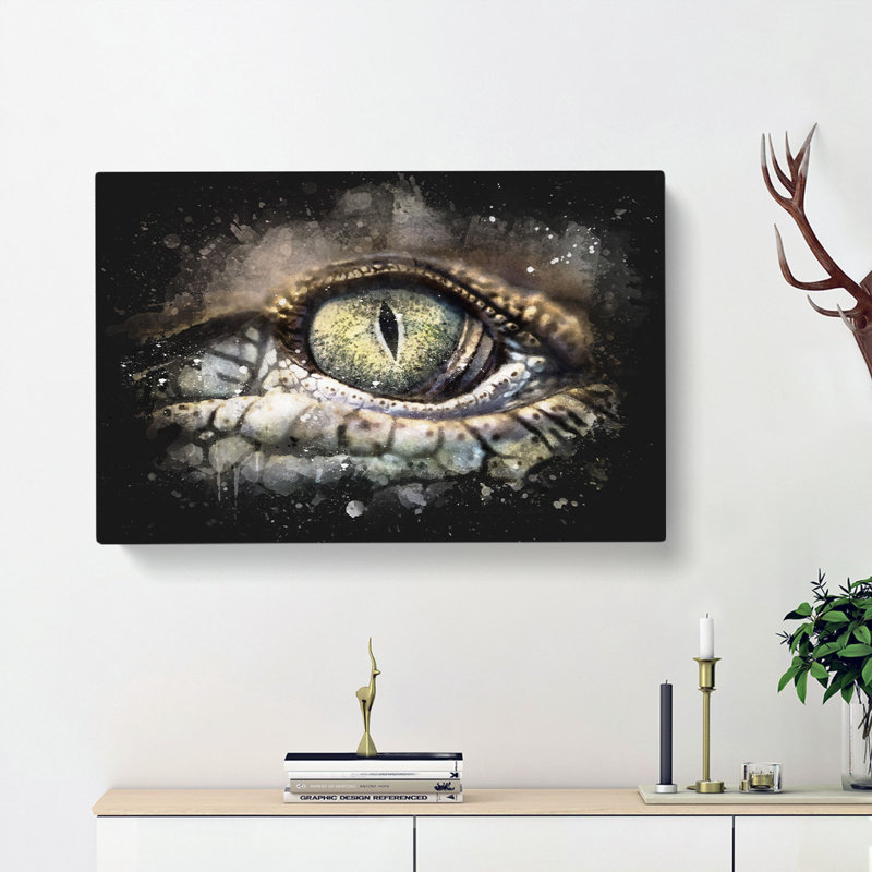 Crocodile Eye - Wrapped Canvas, 50cm H x 76cm W x 3cm D