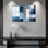 2 pièces d'art mural sur toile abstraite bleu blanc et gris Frmaed pour le salon, décoration minimaliste moderne prête à être accrochée (œuvre d'art - 1,16 po x 24 po x 2 pièces)