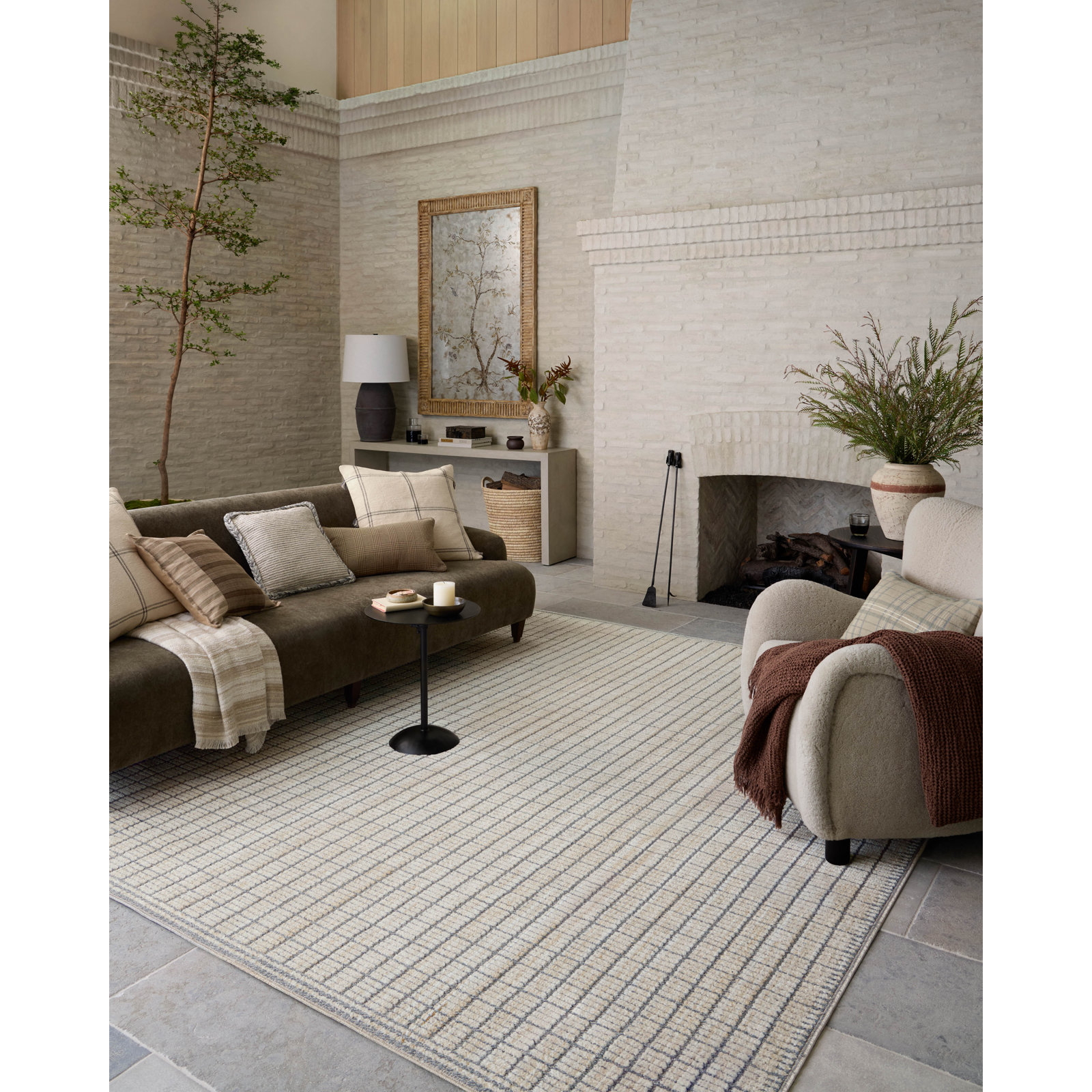 Amber Lewis x Loloi Bexley Slate / Natural Area Rug, Square 1'6"