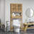 Bamboo Over The Toilet Storage Cabinet, Over Toilet Bathroom Organizer With Slatted Doors, Adjustable Shelf And Open Shelf, Natural