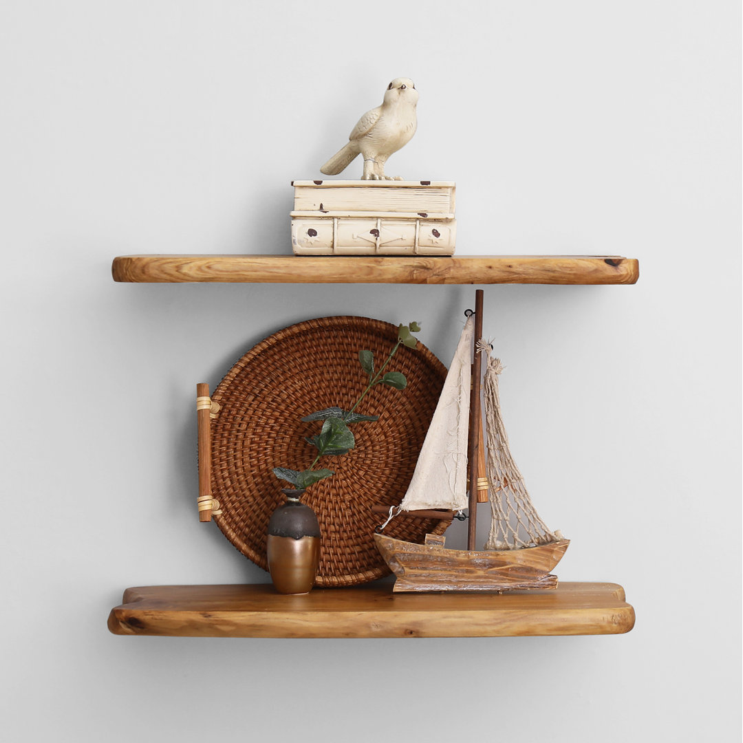 Zuzia 2 Piece Cedar Solid Wood Floating Shelf (Set of 2) Millwood Pines
