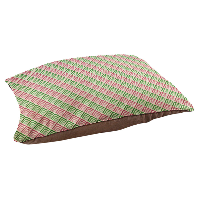 Coussin d'extérieur pour chien Campion, Moyen (L 29,5 po x P19,5 po x H 9,5 po), Vert / rose pastel