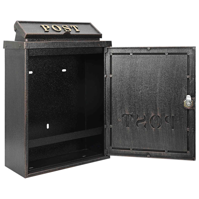 Cast Aluminum Wall Mounted Post Box, Bronze