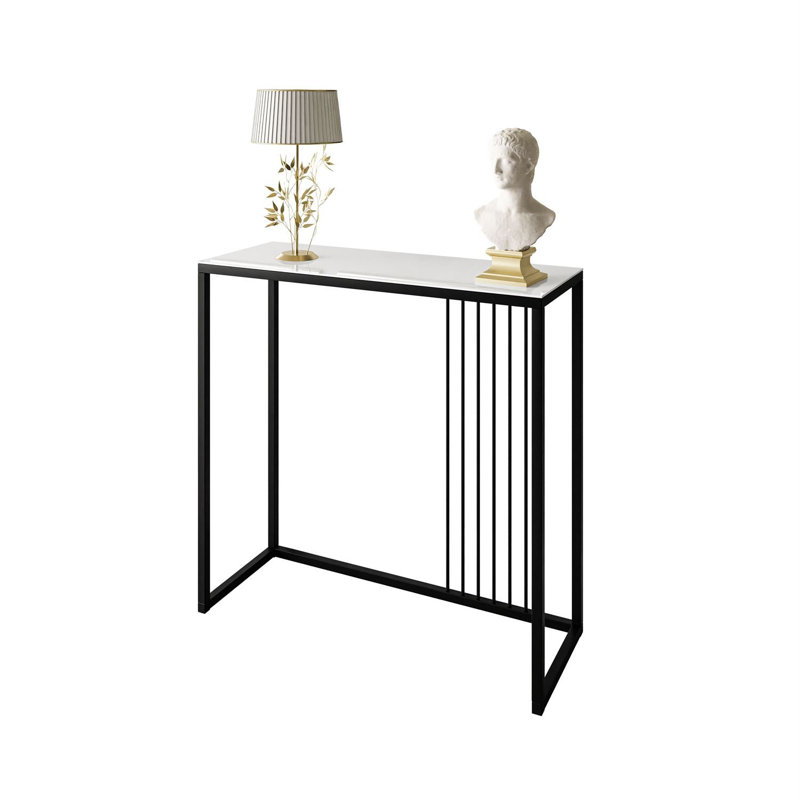Ridgewood 100cm Glass Top Console Table, Black, White
