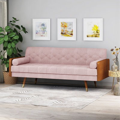 Mid-Century Modern Tufted Fabric Sofa
