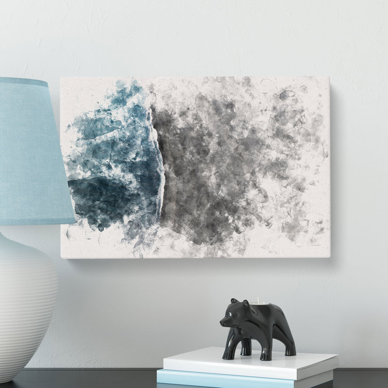 The Black Sand Beach in Vik Iceland Watercolour - Wrapped Canvas, 50cm H x 76cm W x 3cm D