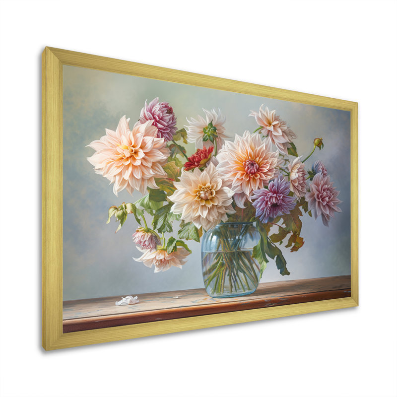 Doux couleur douce nature morte - impression, Cadre doré simple, H 12 po x l 20 po x P 1 po