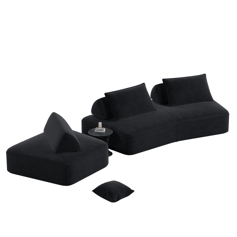 Chenille Modular Sectional Sofa, Dark Gray