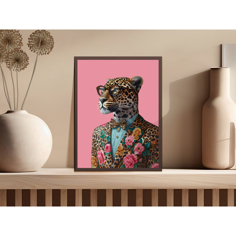 Dapper Leopard Wall Art, Animal Portrait Print, Funny Animal Art, Quirky Home Decor, Framed Art, Multiple Sizes