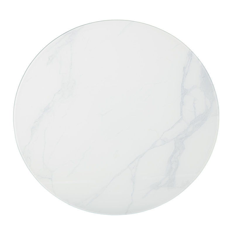 39.5" Round Glass and Gold Dining Table
