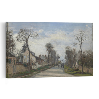 Route De Versailles, Louveciennes, 1870 Impressionist Abstract Contemporary Horse Landscape Architecture Wall Art Print by Camille Pissarro - 1 Piece Wrapped Canvas Wall Art