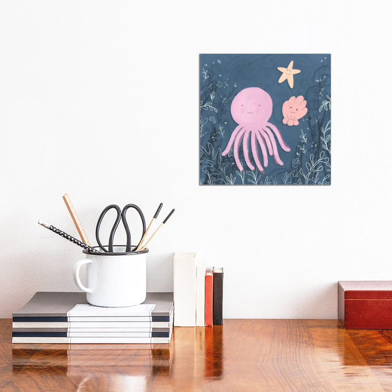 Mermaid And Octopus Navy II by Hartworks - Wrapped Canvas Gallery-Wrapped Canvas Giclée, 30.48 cm H x 30.48 cm W