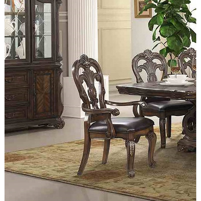 Chaise de salle à manger avec accoudoirs ornés de corbeaux 2 pièces Traditional Style