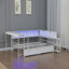 Structure de lit d'angle simple avec bibliothèque et 2 tiroirs de rangement sous le lit, lit moderne avec éclairage à DEL et station de charge, interchangeable gauche et droite, blanc-602236372
