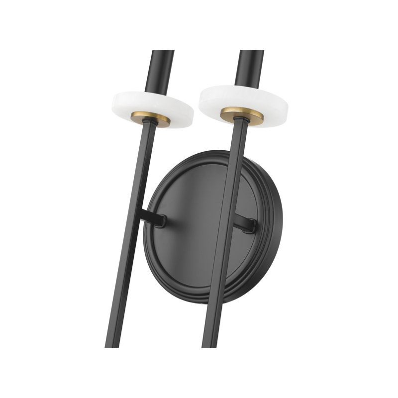 Gaultier 20.5 inch Matte Black+Mordern Gold 2 Light Wall Sconce, Matte Black+Mordern Gold