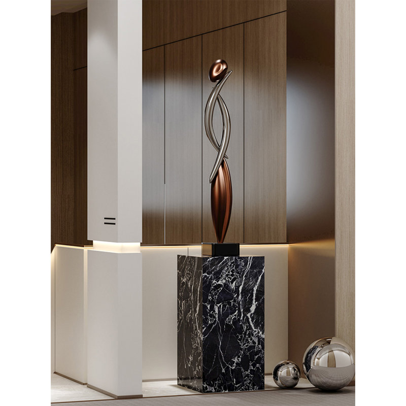 Art décoratif de luxe à base de pierre en résine, Brun / Argenté