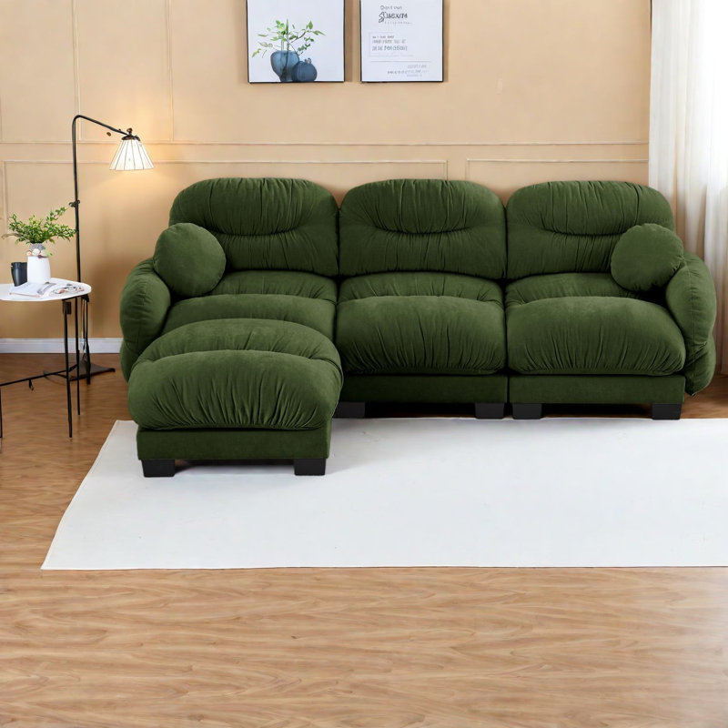Compression Cozy Chenille Sectionals, 3 Seater Modular Modern Home Sofa
