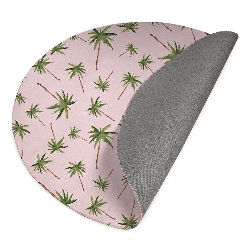 Summer Palms Outdoor Rug, Round 5'