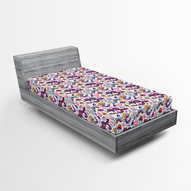Ensemble de 2 draps-housse Ambesonne Fantasy Multicolore, Drap-housse de taille simple