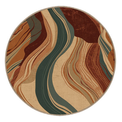 Soft Plush Shaler Country Rustic Vintage Look Area Rug in Brown – Beige Binding
