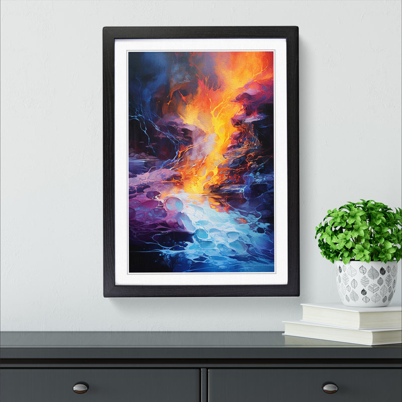 Stream Action Painting No.2 - Framed Print, 46" H x 34" W x 2" D, Black