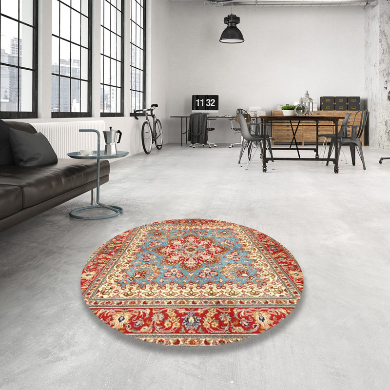 Tapis oriental rouge / bleu / beige, Rond 7 pi