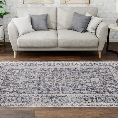 Tapis traditionnel gris foncé / brun clair
