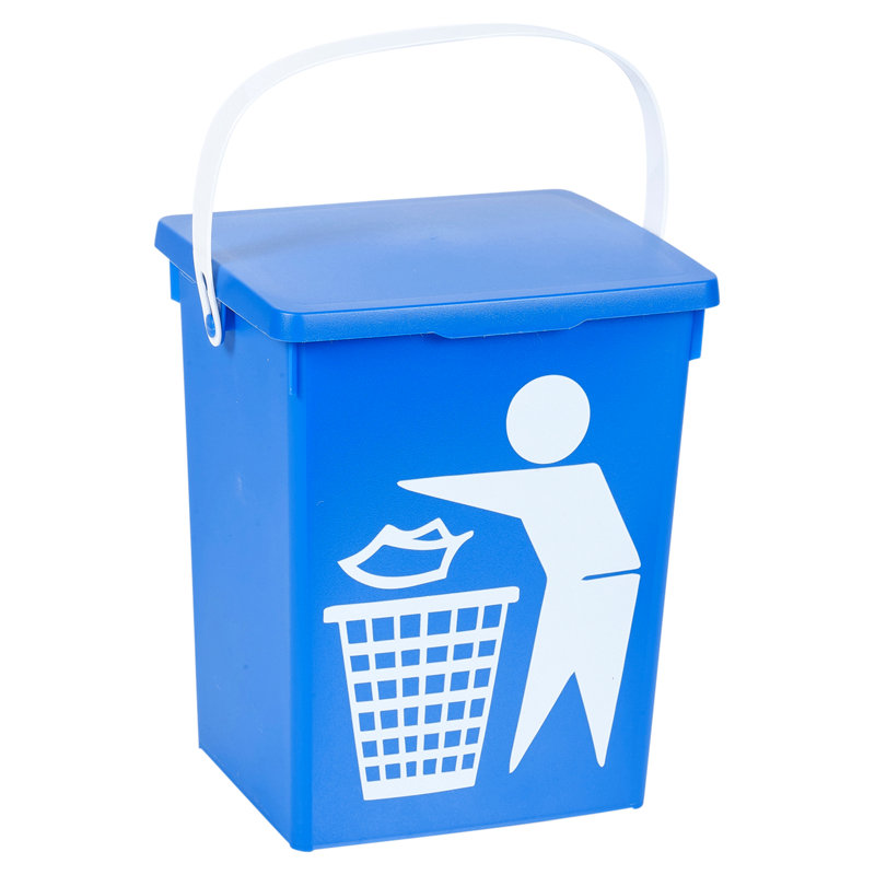 Elizabeth Street Plastic Manual Lift Waste Bin, Blue, 13L
