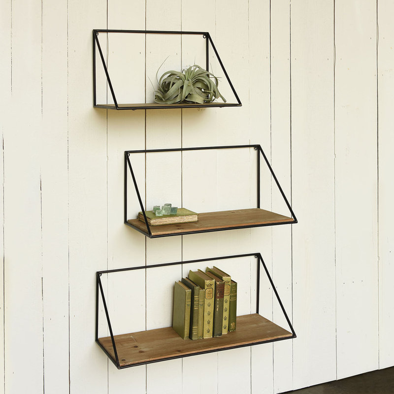 Tadwick Industrial Chic Wood & Iron Shelf, 10" H x 26" W x 10" D